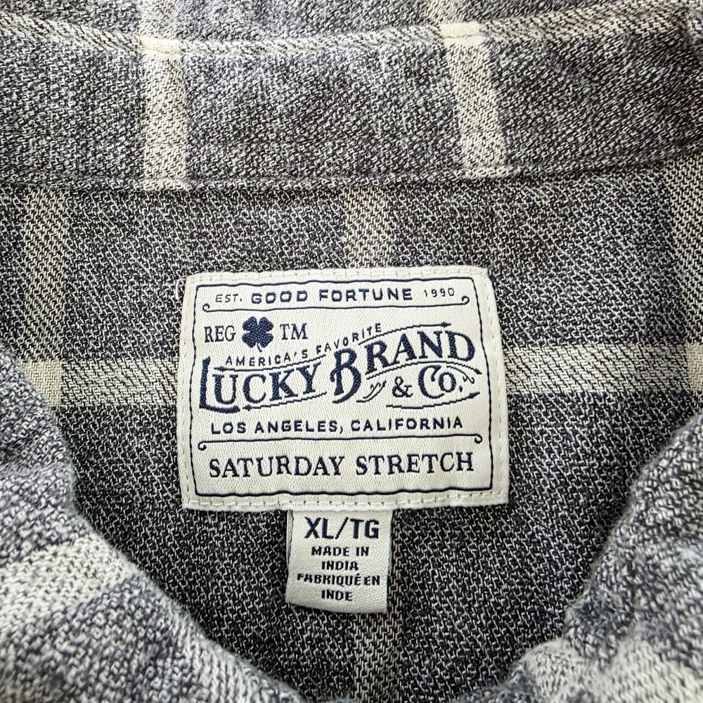 Lucky Brand Saturday Stretch Pearl Snap Shirt Mens Size XL Gray Chest Pockets‎ - Picture 8 of 9